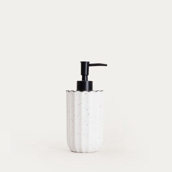 Homla - Scallop Seifenspender Keramik - Badezimmer Seifenpumpe Modernes Design - Handseifenspender Küche & Bad - Kompakte Seifenflasche Luxus-Steingut - 0,34 L - 7,5 x 17,8 cm - Weiß