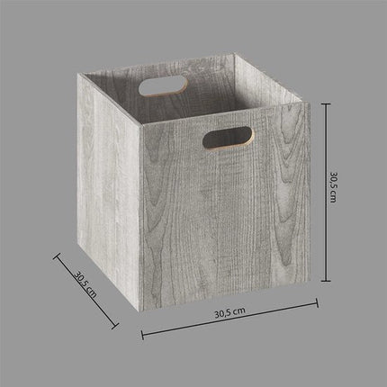 5Five Opbergmand/kastmandje - Grijs wash - 31 x 31 x 31 cm - 29 liter - Vakkenkast manden - Hout - Opvouwbaar - Kisten