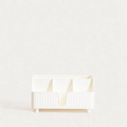 Homla - Diall Badkamer Organiser - Organiser met Vakken - Opbergbak voor Cosmetica en Accessoires - Kunststof Opberger - Aanrecht Organiser - 22 x 10 x 13 cm - Wit