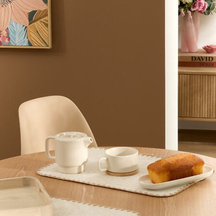 Secret de Gourmet Theepot Penang - Keramiek - met kopje - creme - 10 x 15 cm