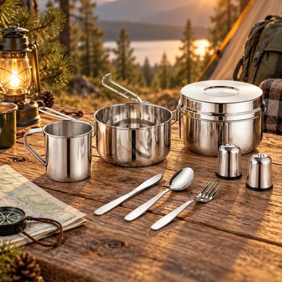 Kinghoff KH-2060 Camping Kookset – 9-delig – RVS