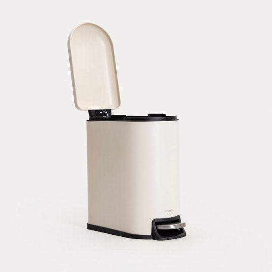 Homla Linea Mat toilet prullenbak met pedaal – 5 liter, metaal, beige