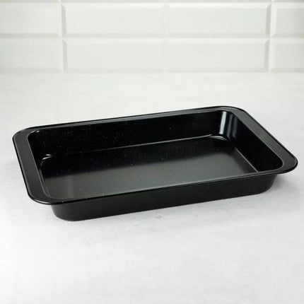 KINGHOFF Marmerenlook Bakvorm - Rechthoekige Cakevorm 42,5x28,5x5 cm - Zwarte Antiaanbaklaag - Geschikt voor Oven