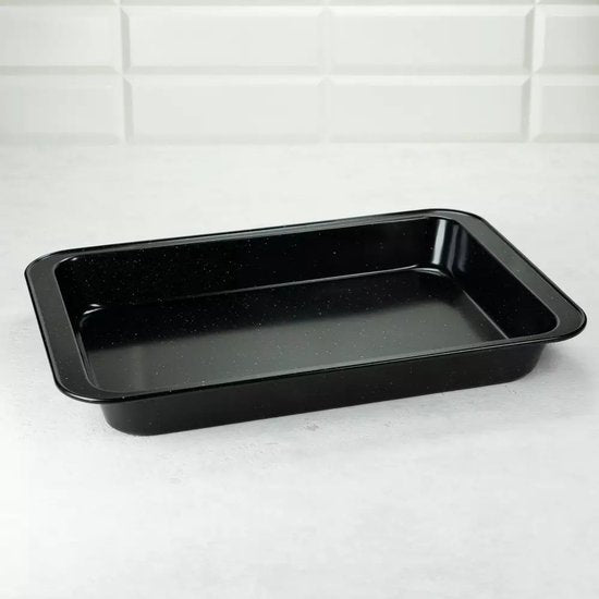KINGHOFF Backform in Marmoroptik - Rechteckige Kuchenform 42,5 x 28,5 x 5 cm - Schwarze Antihaftbeschichtung - Ofenfest