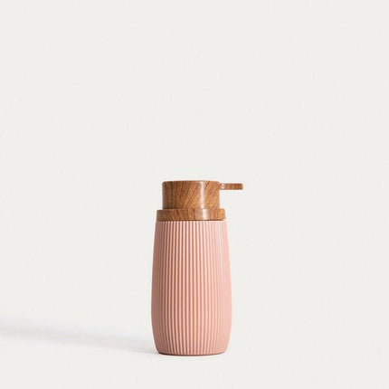 Homla - Diall Zeepdispenser Modern - Handzeep Pompje Badkamer & Keuken Compact Design - Vloeibare Zeep Dispenser - Stijlvolle Soap Dispenser Sink Accessoire - Plastic - 0.35L - 6.5 x 6.5 x 15.5 cm - Roze