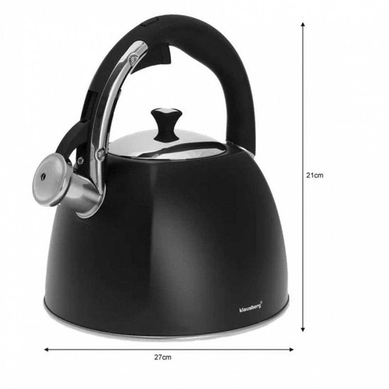 Klausberg KB-7194 Flötenkessel - 3L - Edelstahl - alle Herdarten