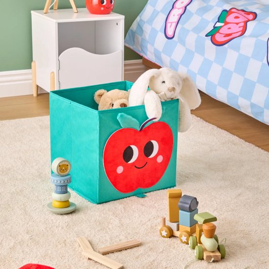 Atmosphera opbergmand kinderkamer appel – blauw, opvouwbaar, 29 x 29 x 29 cm – foto 7