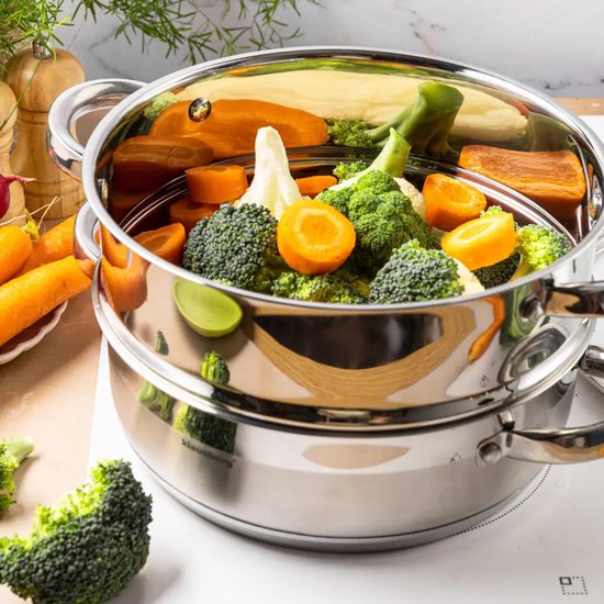 Klausberg stoompan 3-delig – RVS stoomkookset 28 cm, 6 liter, ook inductie – foto 4
