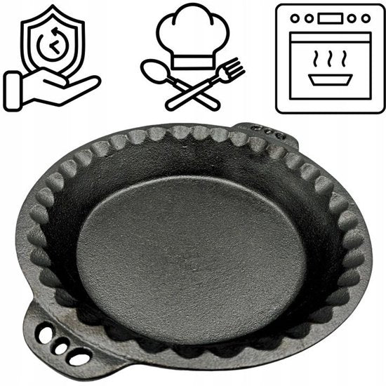 Hage - Taartvorm - Bakvorm - Gietijzeren Taartvorm - Met Handvatten - Stevig & Duurzaam - Voor Taart, Quiche, Gebak & Brood - Oven & Grill - Ø26 cm - 1 Liter - Zwart