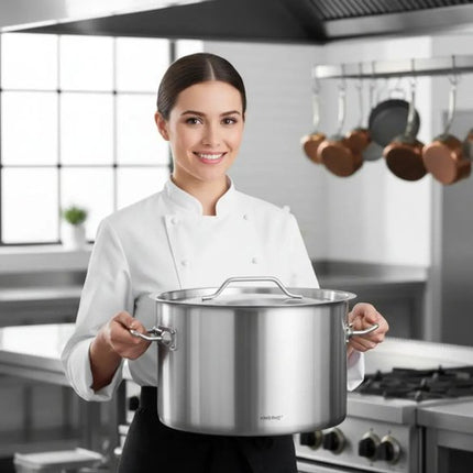 Kookpan - Catering Pan - Grote Soeppan met Deksel - Stockpot - Inductie Geschikt - voor Soep, Pasta & Stoofgerechten - 27L - Ø38 cm - RVS