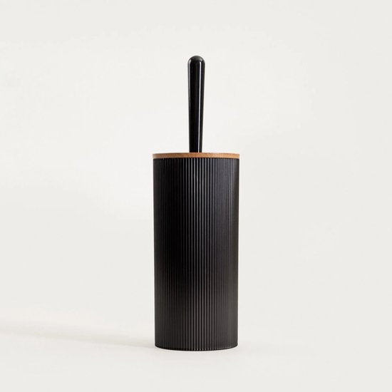 Homla - Diall Toiletborstel - Badkameraccessoire - WC Borstel met Houder - Hygiënische Toiletborstel Badkamer - Moderne WC Accessoires - Duurzame Toiletborstel - Kunststof - 10.5 x 10.5 x 33.5 cm - Zwart
