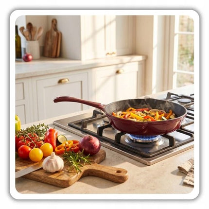 Hage - Koekenpan - Geëmailleerde Gietijzeren Koekenpan - Cast Iron Frying Pan - Geschikt voor Inductie, Gas & Oven - Ø20 x 4.5 cm - Paars
