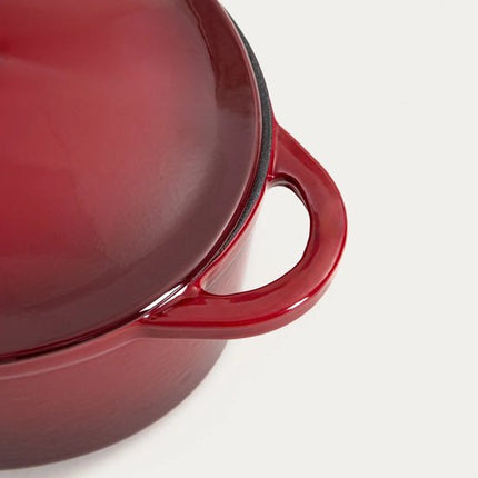 HOMLA - Andreas Gietijzeren Braadpan - Cast Iron Stoofpan - Dutch Oven met Deksel - voor Oven & Inductie - Warmtevasthoudende Braadpan - Ovaal - 4.5 Liter - 34.5 x 22.2 x 11 cm - Ombre Bordeaux