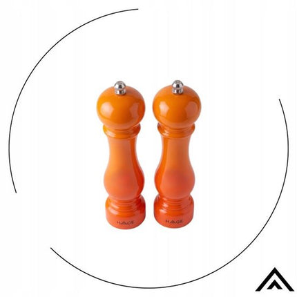 Hage - Handmatige Peper- en Zoutmolens - Peper & Zout - Keramisch Maalwerk - Verstelbare Maalgraad - 100 ml - Ø5.5 x 22 cm - Oranje