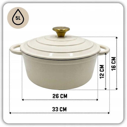 HAGE Gietijzeren Emaille Pan 26cm 5L Crème