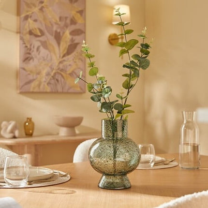 Bubble Vaas - Decoratieve Glazen Vaas met Bolvormig Design - Moderne Bloemenvaas - Design Vaas voor Droogbloemen en Verse Bloemen - Ø 18 x 23 cm - Groen