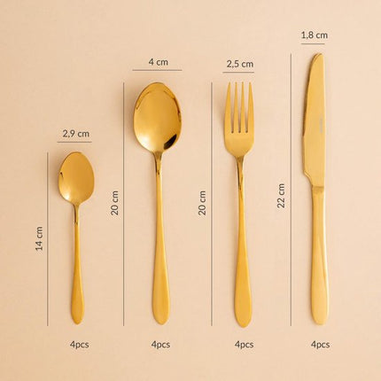 HOMLA - Abele Bestekset - 16-Delig Luxe Bestekset - Iridescent Cutlery Set - Modern Design Tafelbestek - Lepels, Vorken & Messen - RVS - Goud