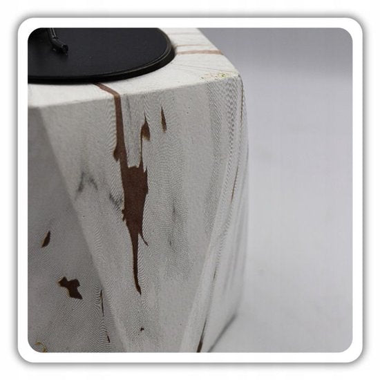 Hage - Tafelhaard - Biohaard - Vrijstaande Bio-Ethanol Tafelhaard - Rookvrije Sfeerhaard voor Binnen & Buiten - Vrijstaand - 13 x 10 cm –- Wit Marmerlook met Gouden Accenten