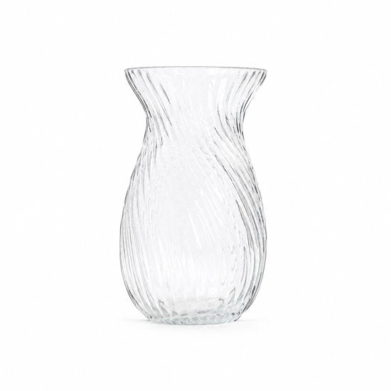 Homla geribbelde glazen vaas – fluted bloemenvaas, transparant, Ø 12 x 20,5 cm