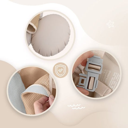 Sipo - Swim Pro - Baby Zwemband met Zitje - Opblaasbare Zwemtrainer Baby - Baby Float met Veiligheidsgordels - Zwemring voor Baby & Peuter 6-36 Maanden - 11-18 kg - 70 x 48 cm - Beige