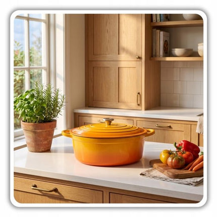 Hage - Pannenset - Keukenset - Gietijzeren Pannenset - 3 Delig - 4 L Kookpan met Deksel - 6 L Braadpan met Deksel - 26 cm Koekenpan - Geëmailleerd Gietijzer - Inductie - Oven - Mosterdgeel