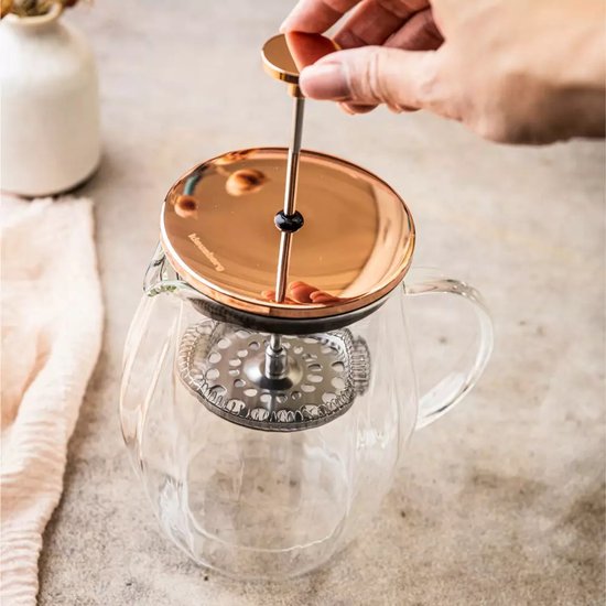 Klausberg KB7722 Kaffee- / Teebereiter - Doppelwandige Glaspresse - Kupferfarben - 0,60L