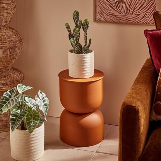Atmosphera – Totem Beistelltisch Palomba – Ocker Ø 31 cm Stahl H 41,8 cm – Keine Montage