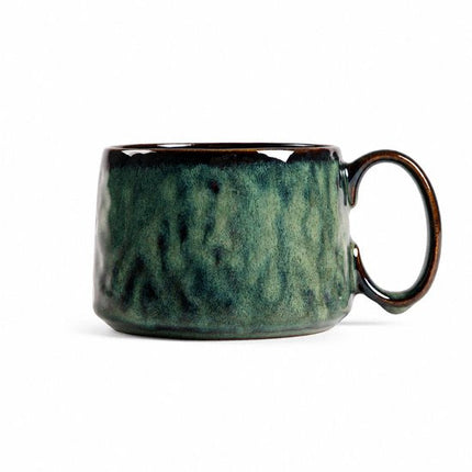 Homla - Mok - Koffiemok - Keramische Koffiemok - Steengoed Theemok - Moderne Beker - Laag Model - 450 ml - Donkergroen
