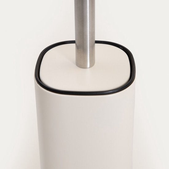 Homla - Linea Mat Toiletborstel - WC Borstel met Houder Gesloten Design - Toiletborstel Badkamer Modern Metaal Compact - Hygiënische WC Borstel Set Toilet Accessoires - Duurzame - Stijlvol Design - Ø9.8 x 35.3 cm - Beige