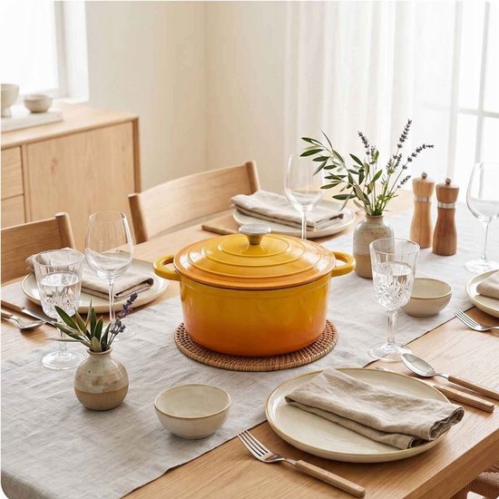 Emalieren Gietijzeren Pan 24 cm 4L Hage Mosterdgeel