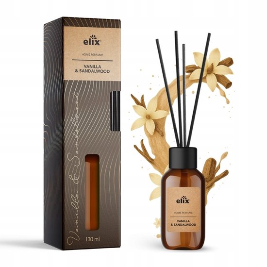 Elix geurstokjes diffuser Vanilla Sandalwood – huisparfum, 125 ml