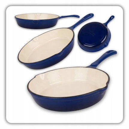 Hage - Koekenpan - Geëmailleerde Gietijzeren Koekenpan - Cast Iron Frying Pan - Geschikt voor Inductie, Gas & Oven - Ø20 x 4.5 cm - Blauw