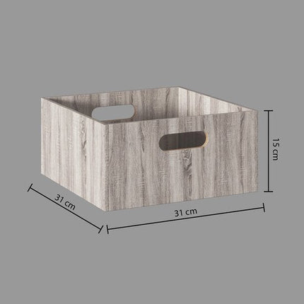 5Five Opbergmand/kastmandje - Grijs wash - 31 x 31 x 31 cm - 29 liter - Vakkenkast manden - Hout - Opvouwbaar - Kisten
