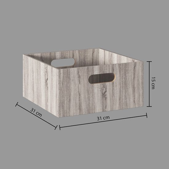 5Five Aufbewahrungskorb / Regalkorb - Grau gewaschen - 31 x 31 x 31 cm - 29 Liter - Fächerregalkörbe - Holz - Zusammenklappbar - Kisten