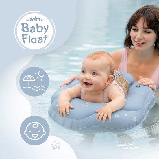 Sipo Swim Pro baby zwemband met zitje – zwemtrainer 6-36 maanden, blauw – foto 4
