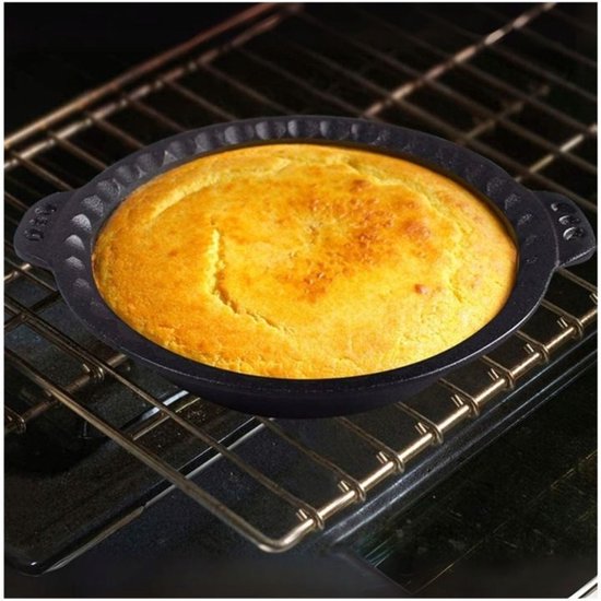 Hage - Taartvorm - Bakvorm - Gietijzeren Taartvorm - Met Handvatten - Stevig & Duurzaam - Voor Taart, Quiche, Gebak & Brood - Oven & Grill - Ø26 cm - 1 Liter - Zwart