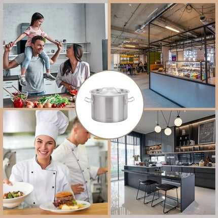 Kookpan - Catering Pan - Extra Grote Soeppan met Deksel - Stockpot - Inductie Geschikt - voor Soep, Pasta & Stoofgerechten - 83L - Ø55 cm - RVS