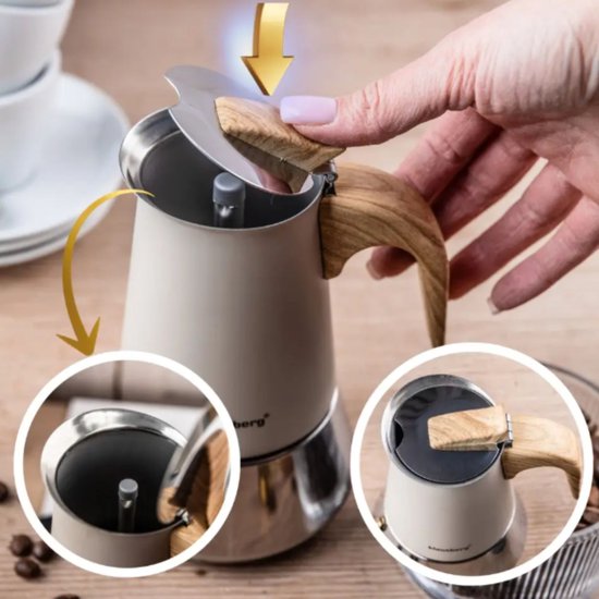 Klausberg KB-7995 espresso koffiemaker (mokapot) – 300 ml, RVS, inductie – foto 3