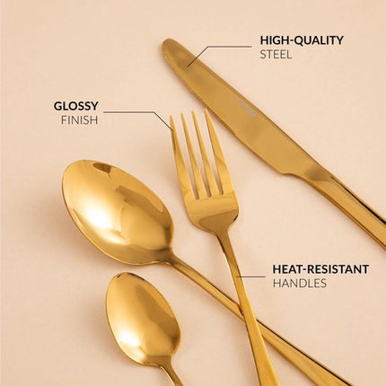 HOMLA - Abele Bestekset - 16-Delig Luxe Bestekset - Iridescent Cutlery Set - Modern Design Tafelbestek - Lepels, Vorken & Messen - RVS - Goud