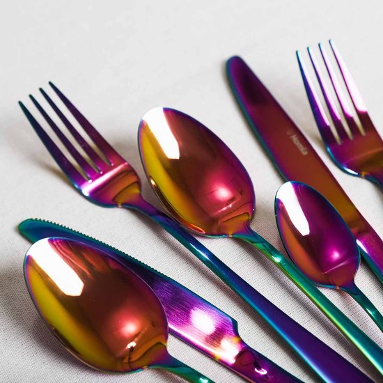 Homla Abele bestekset 16-delig – iridescent cutlery set, RVS, multicolor – foto 4