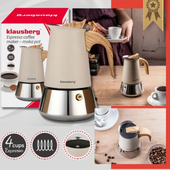 Klausberg KB-7995 espresso koffiemaker (mokapot) – 300 ml, RVS, inductie – foto 4