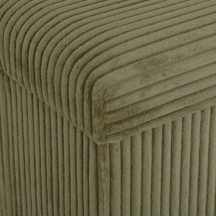 Atmosphera Hocker / Poef Essestial Ribcord - opvouwbaar - groen - MDF/polyester - 38 cm - met opbergruimte - extra zitplaatsen