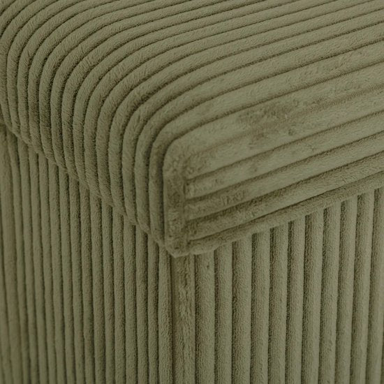 Atmosphera Hocker / Poef Essestial Ribcord - opvouwbaar - groen - MDF / polyester - 38 cm - met opbergruimte - extra zitplaatsen