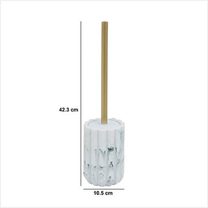 Badkameraccessoireset - Moderne Badkameraccessoires - Zeepdispenser 230 ml - Tandenborstelhouder - Toiletborstel - Wattenbakje - Luxe Badkameraccessoires - Polyresin - Marmer Wit