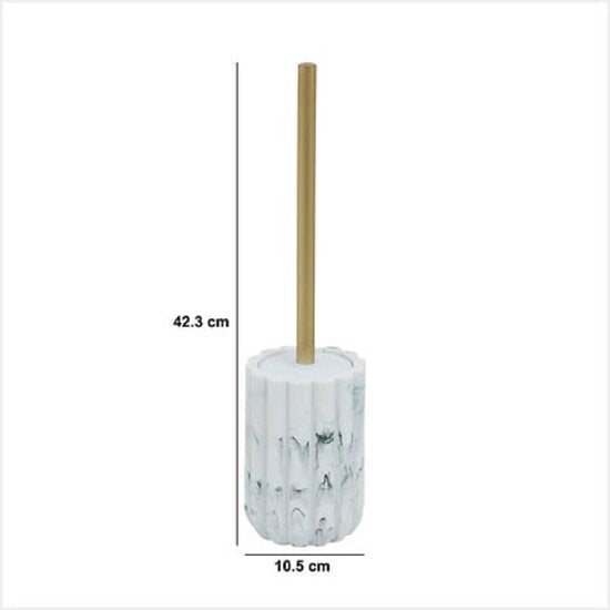 Badezimmer-Accessoireset - Moderne Badezimmer-Accessoires - Seifenspender 230 ml - Zahnbürstenhalter - Toilettenbürste - Wattestäbchenbehälter - Luxuriöse Badezimmer-Accessoires - Polyresin - Marmor Weiß