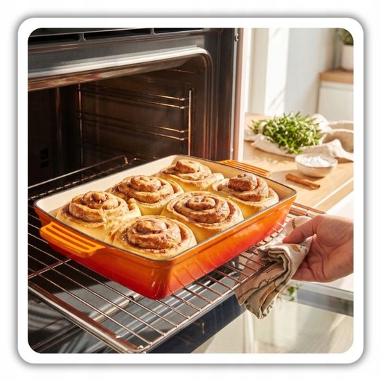 Hage - Gietijzeren Ovenschaal - Ovenschaal - Geëmailleerde Bakvorm - Voor Ovengerechten, Vlees, Taart en Ovenschotels - 3. 5 Liters - 32 x 23,5 x 6 cm - Oranje