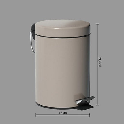 Badkamerset - Toiletaccessoires - Moderne Badkamer Accessoires - Toiletbril - Toiletborstel Set - Prullenbak - Beige Linnen HDF WC Bril & Keramische WC Borstelhouder - Taupe 3L Metalen Pedaalemmer