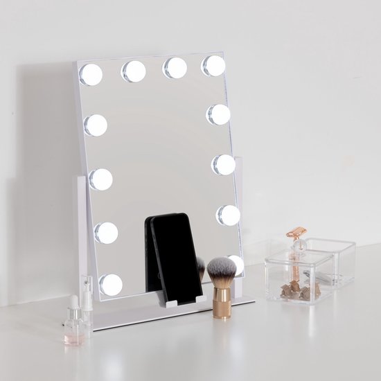5Five Schwenkbarer LED-Make-up-Spiegel – 35 x 7 x 43 cm – Weiß