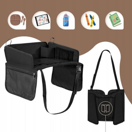Sipo - Kinder Autostoel Reistafel Opvouwbaar - Auto Organizer voor Kinderen met Tablet Houder 11 inch - Reis Tafel Auto Stoel met Opbergvakken - Universele Car Travel Tray - ca. 40 x 35 x 13 cm - Zwart
