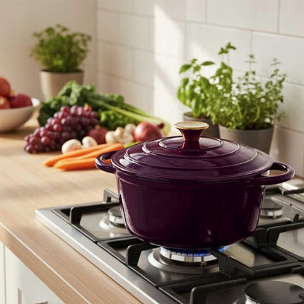Gietijzeren Emaille Pan 26cm 5L - Baksteenpaars